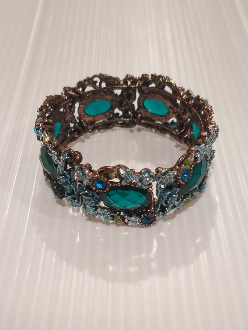 Vintage Blue Cuff Hinge Bracelet